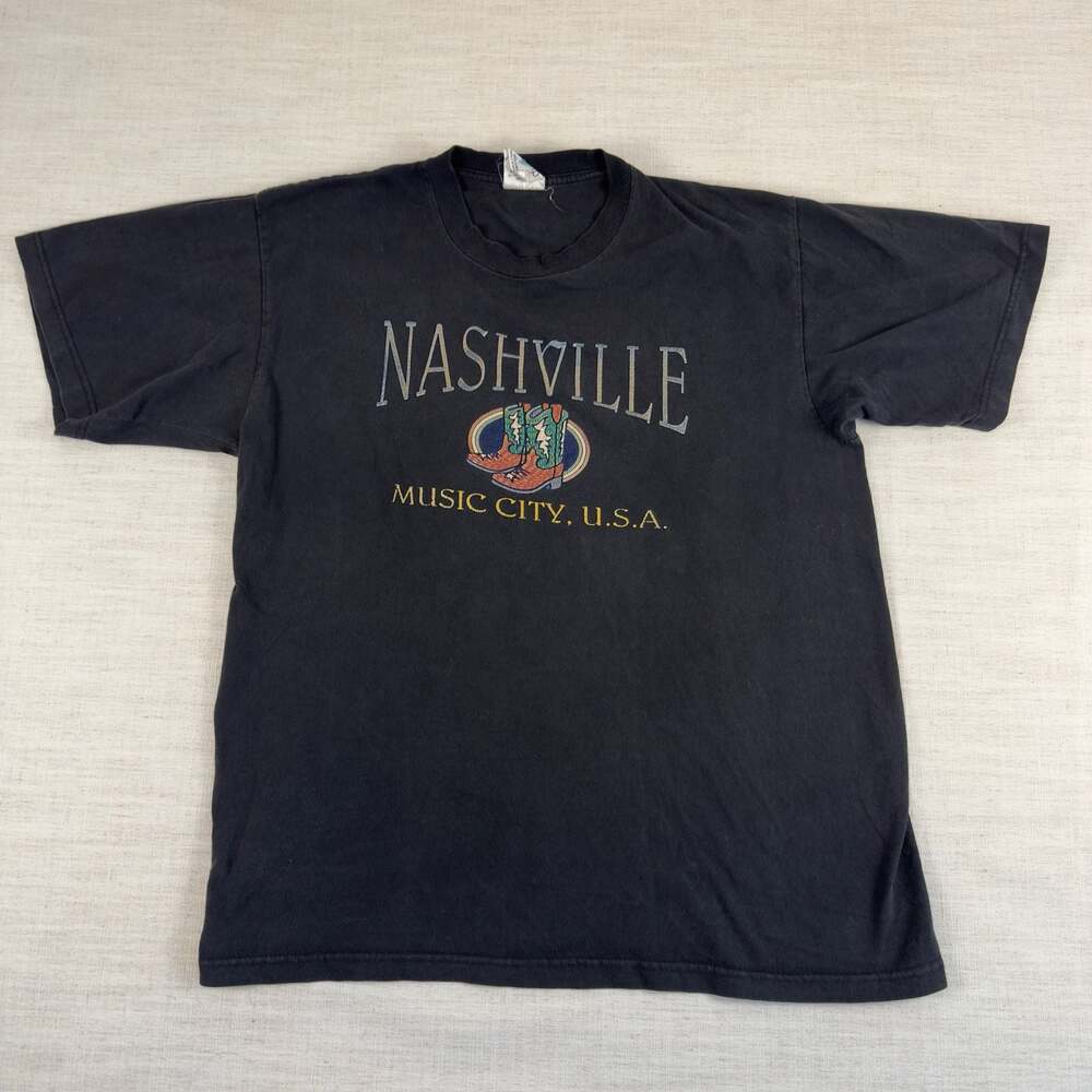 Tour Champ Nashville Music City U.S.A. Cowboy Boots Graphic T-Shirt Size XL
